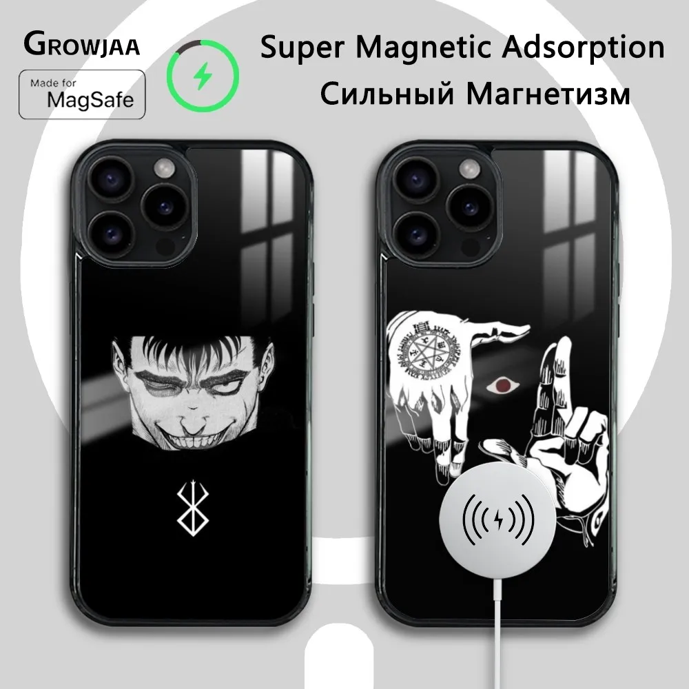 Anime B-Berserk Cool Phone Case For iPhone 16 15 14 13 12 11 Pro Max Plus Mini Magsafe Mirror Wireless Magnetic Cover