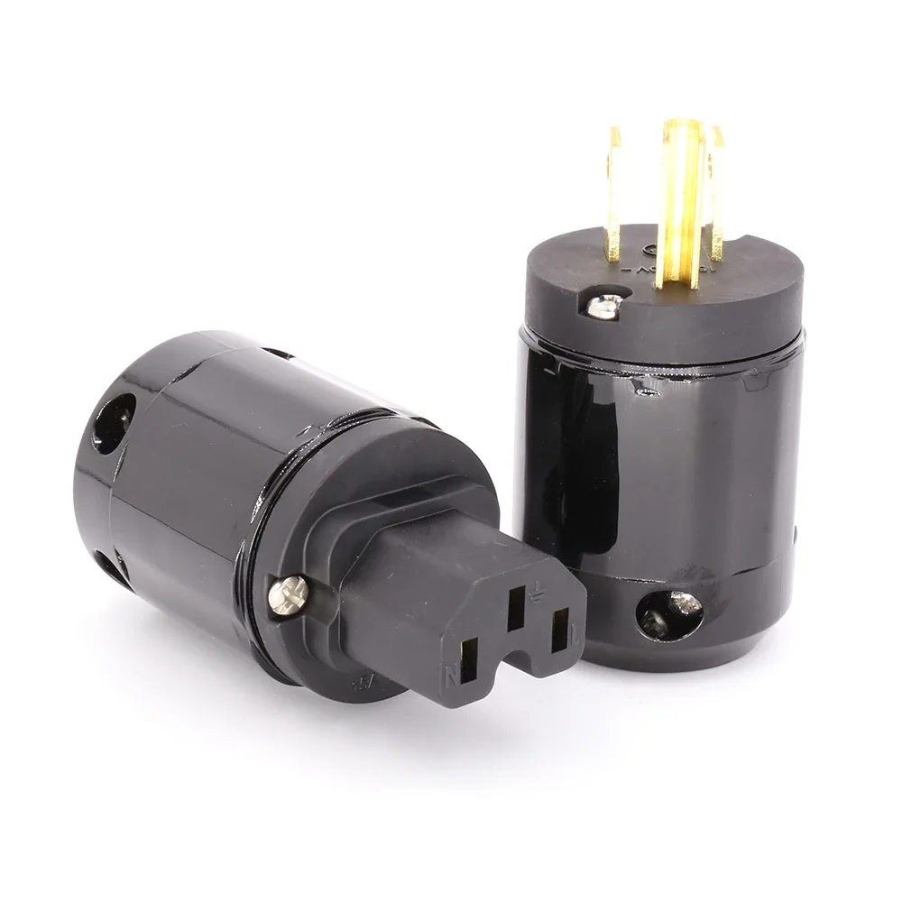 Новая латунная вилка питания P-029 США и разъем C-029 IEC (черный) 5 пар