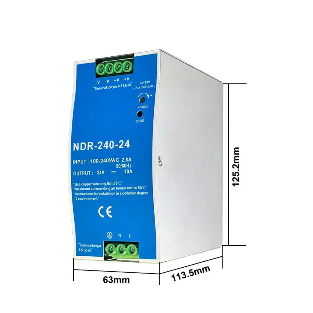 Cloweit NDR 240 Вт 24 В 48 промышленный выходной трансформатор на DIN-рейку переменного