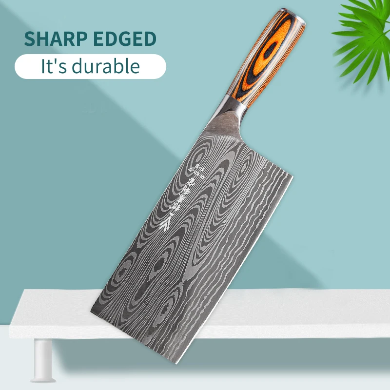 

Damascus Pattern Kitchen Knife Stainless Steel Chef Knife Chopping Cleaver Slicing Vegetables Chinese Chef Knife With Gift Box