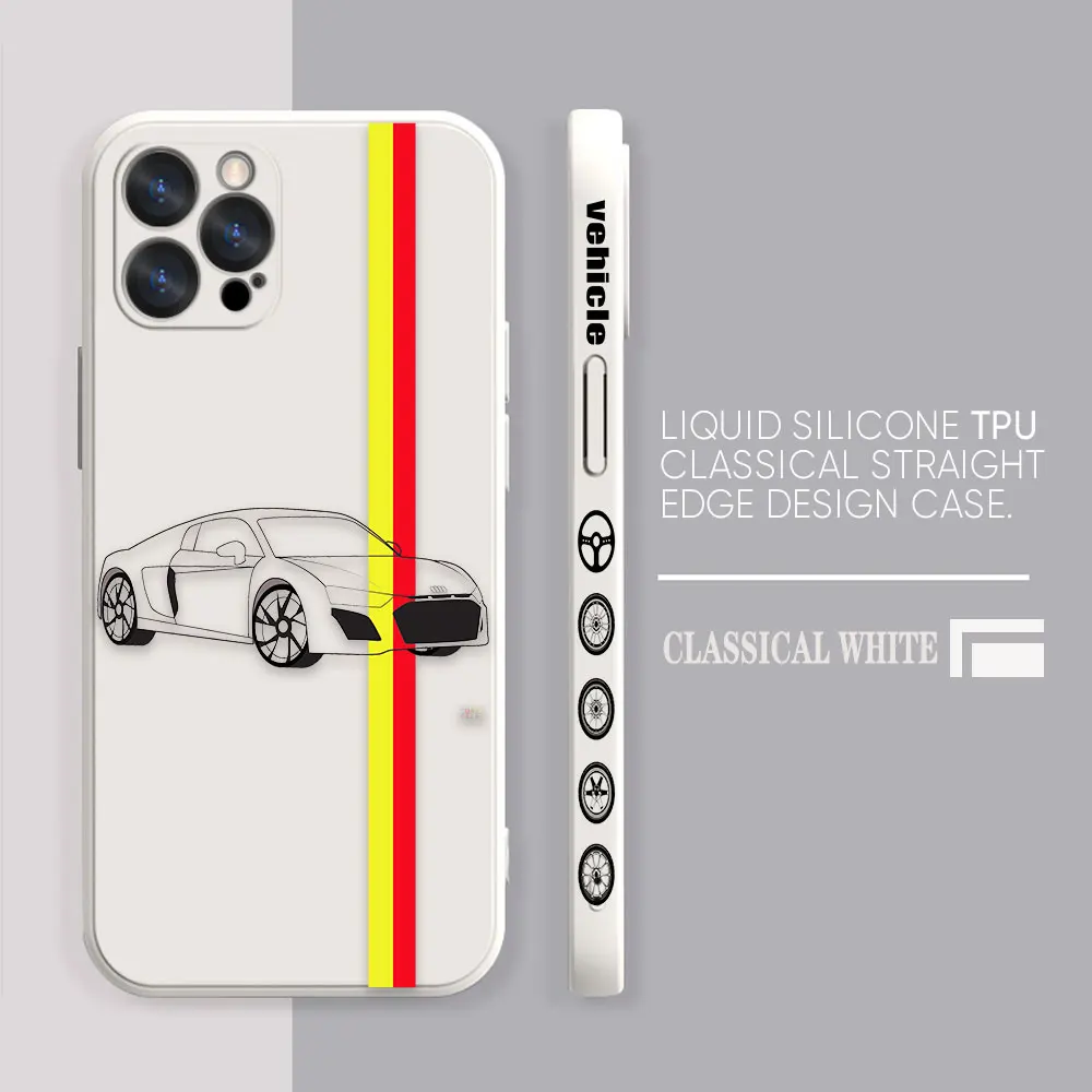 Case For Apple iPhone 14 13 12 11 Pro XS Max Mini X XR SE 7 8 6S Plus Case Cover Funda Cqoue Shell Capa A-Audi Luxury Brand Car
