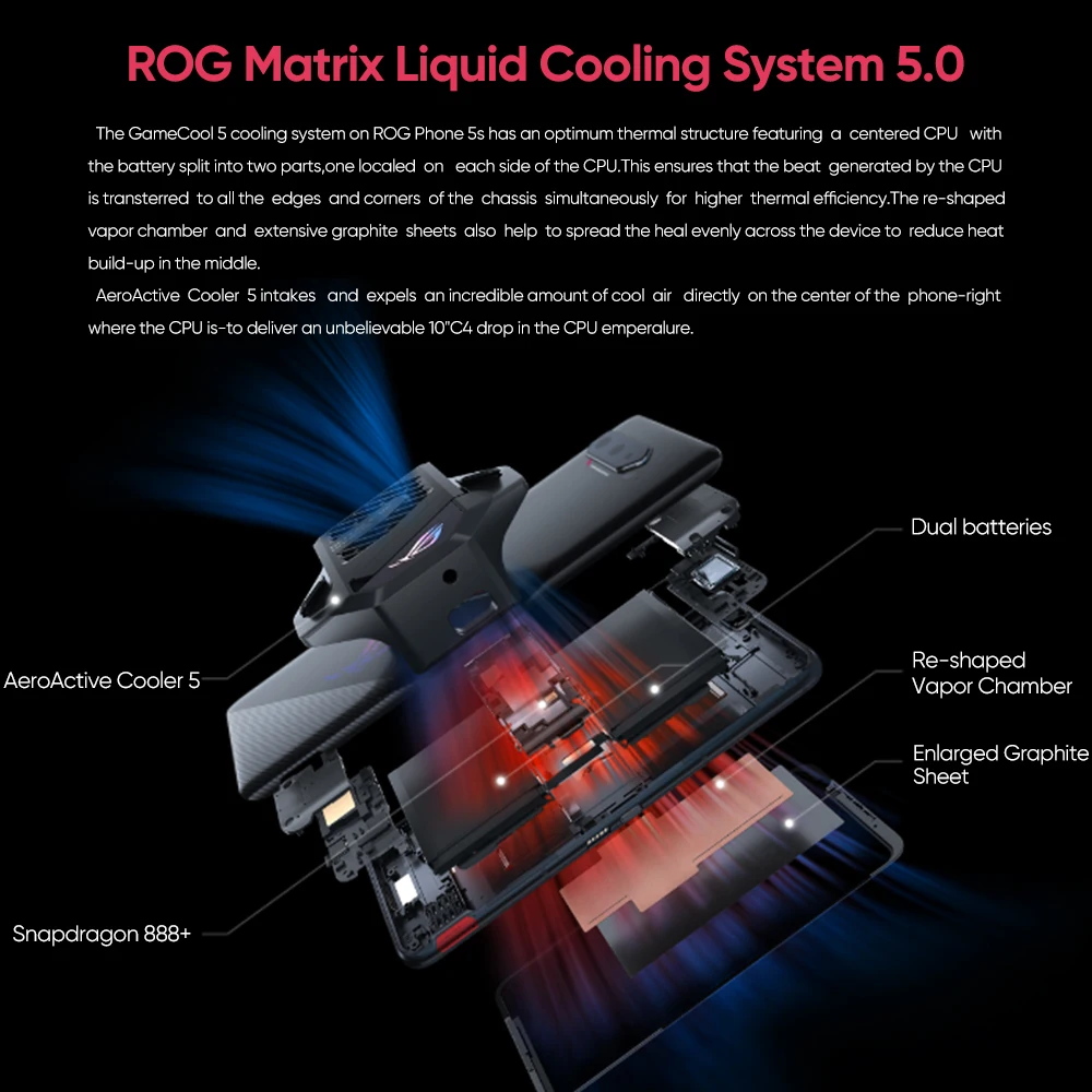 Global Rom Asus ROG Phone 5s ROG 5S 5G Gaming Phone 144Hz Display Snapdragon 888 Plus 6000mAh Fast charging 65W Smartphone