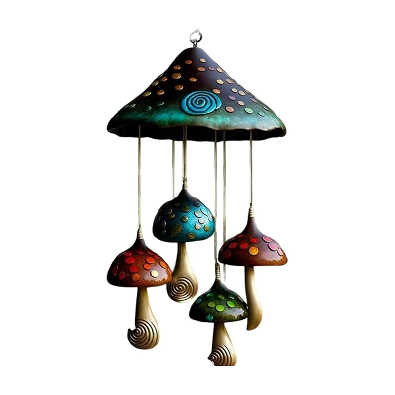 

1 PCS Mushroom Campanula, Mushroom Wind Chime Multicolor Resin For Outdoor Indoor Decor Patio Balcony Garden Decoration