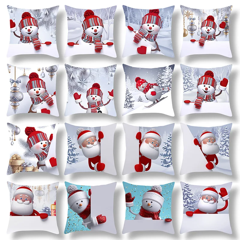 

Домашний декор, снеговик, Санта, рисунок, искусственное Рождественское украшение, диванная наволочка, чехол для подушки