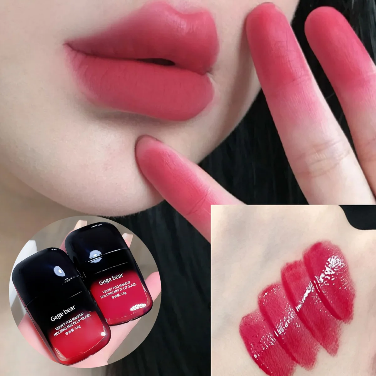 

Gege Bear Velvet Lip Gloss Silky Matte Lip Tint Glossier Liquid Sexy Naked Lipsticks long Lasting Waterproof Korean Make-up