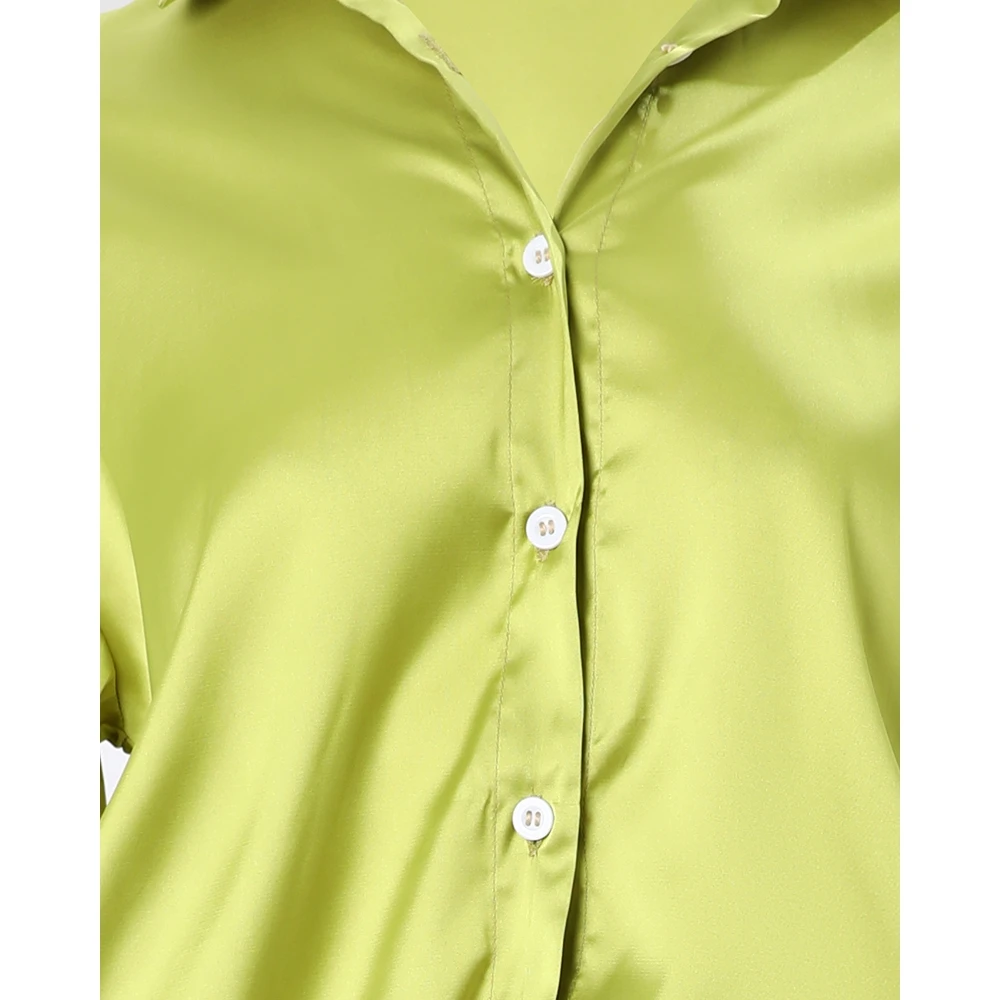 S-2XL Autumn Women Buttoned Satin Loungewear Long Sleeve Shirt & High Waist Pants Set Solid Sleepwear Homewear Pajamas Set