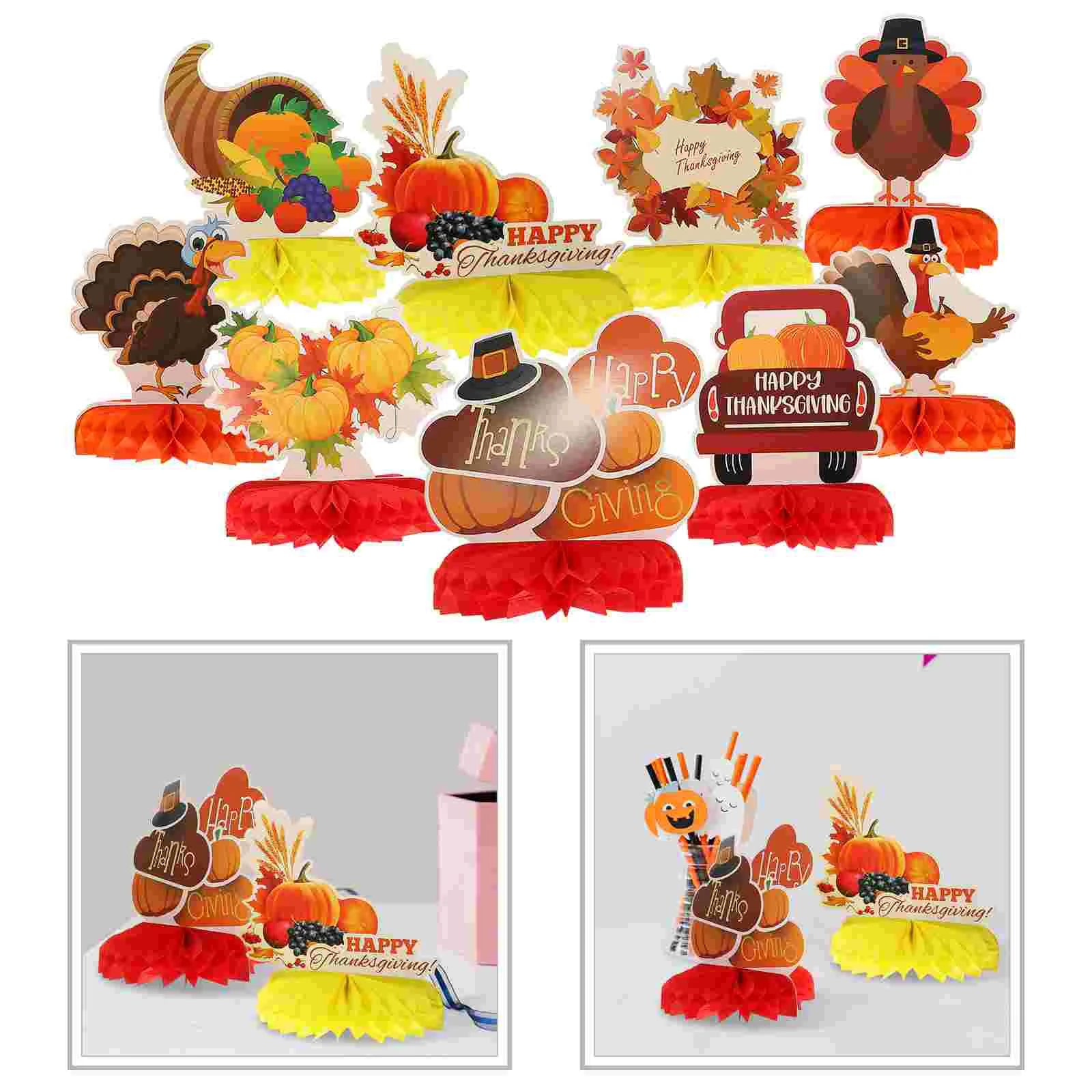 

Honeycomb Thanksgiving Decortable Centerpiece Fall Day Topper Home Desktop Festival Gift Autumn Turkey Honeycovmb Pumpkin Maple