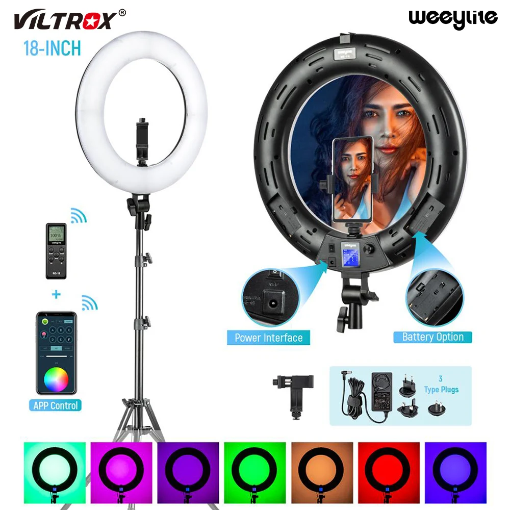 

Weeylite Photo Ringlight RGB Led Selfie Ring Light Kit Phone Remote Control Lamp Photography Lighting With Tripod Youtube Video