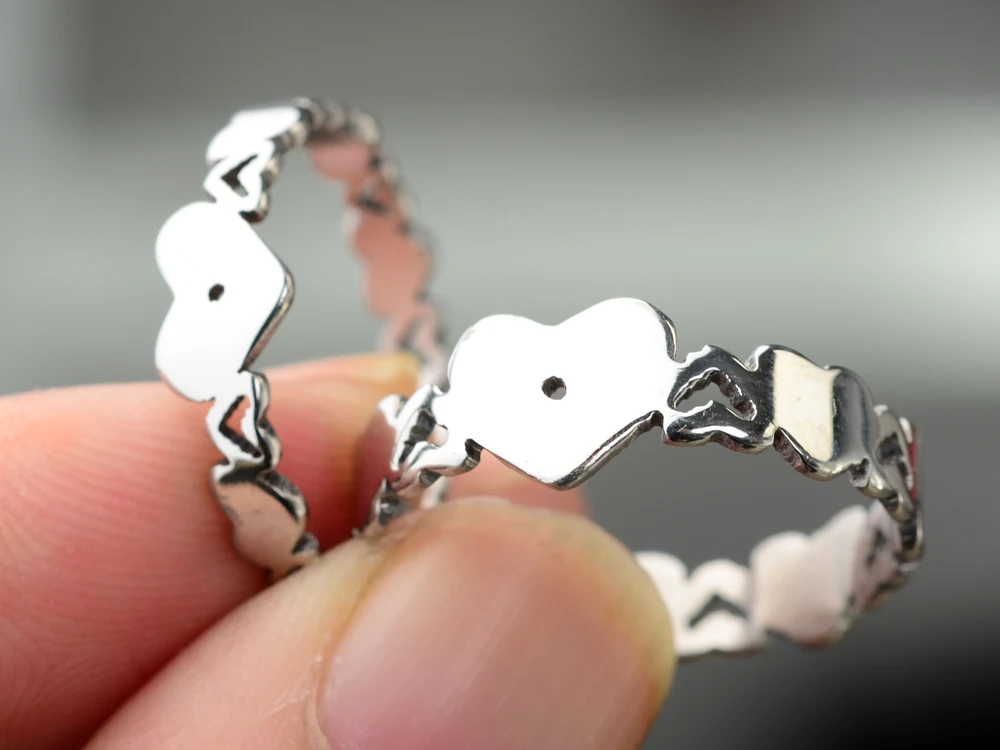 

12pcs/lot wholesale Lots Stainless Steel Rings Sweet Lovely Exquisite Hollow Heart Shape Beautiful Pattern Fashion For Women Gir