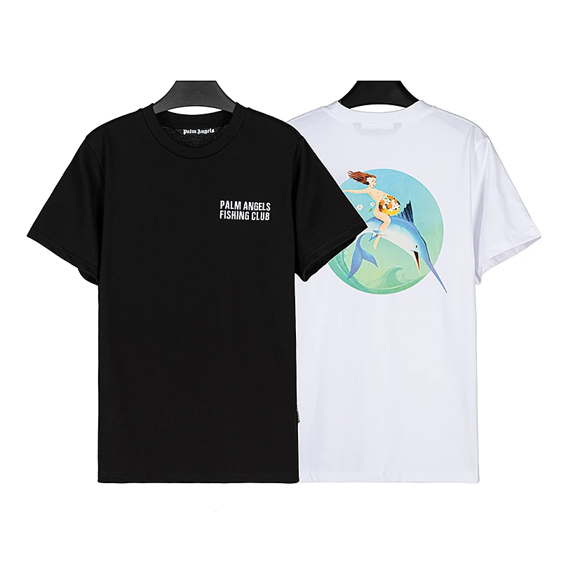 

Palm Angels Fishing Club LOGO Printing Short Sleeve T-shirt Men and Women Loose Sleeve T-shirt Trendy Streetwear Hip Hop T-shirt