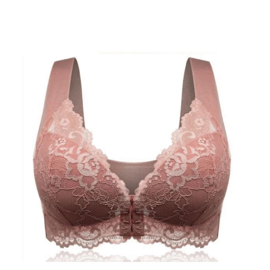 

Lace Trim Front Closure Bra Women's Adjustable Sports Extra-elastic Breathable Casual Extra-elastic Breathable Brassiere Femme