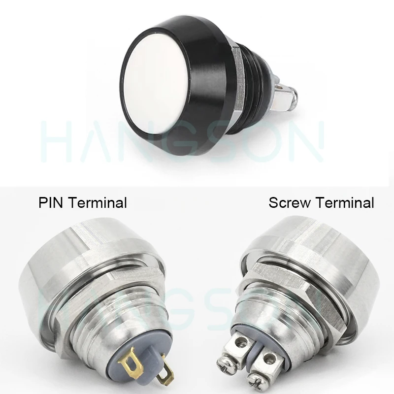 Мгновенный купольный переключатель 12 мм, 3A, 220В, металлический