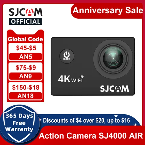 Экшн-камера 4K, SJCAM SJ4000 AIR, 4K 30FPS, WIFI, 4-кратный цифровой зум, водонепроницаемая подводная DV-камера, спортивные видеокамеры