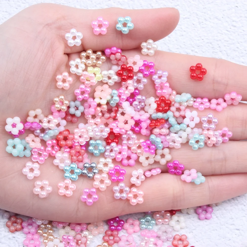 Бусины из АБС-пластика с искусственным жемчугом полусторонние маленькие