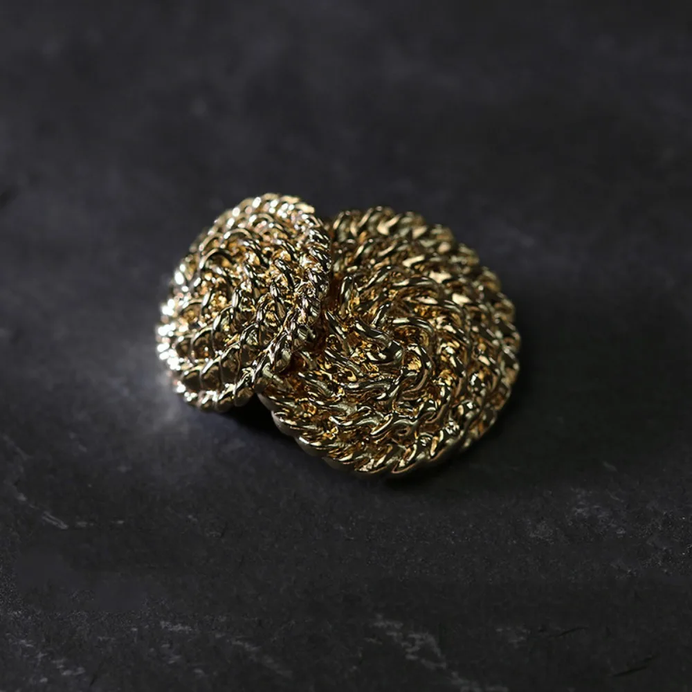 Винтажная металлическая пуговица со спиральной золотой цепочкой для рубашки и