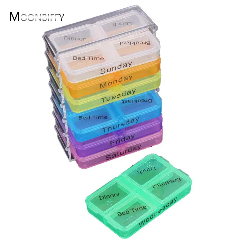 

7 дней, контейнер для таблеток, контейнер для хранения планшетов, Сортировочная коробка, красочный дизайн, контейнер, органайзер для таблето...