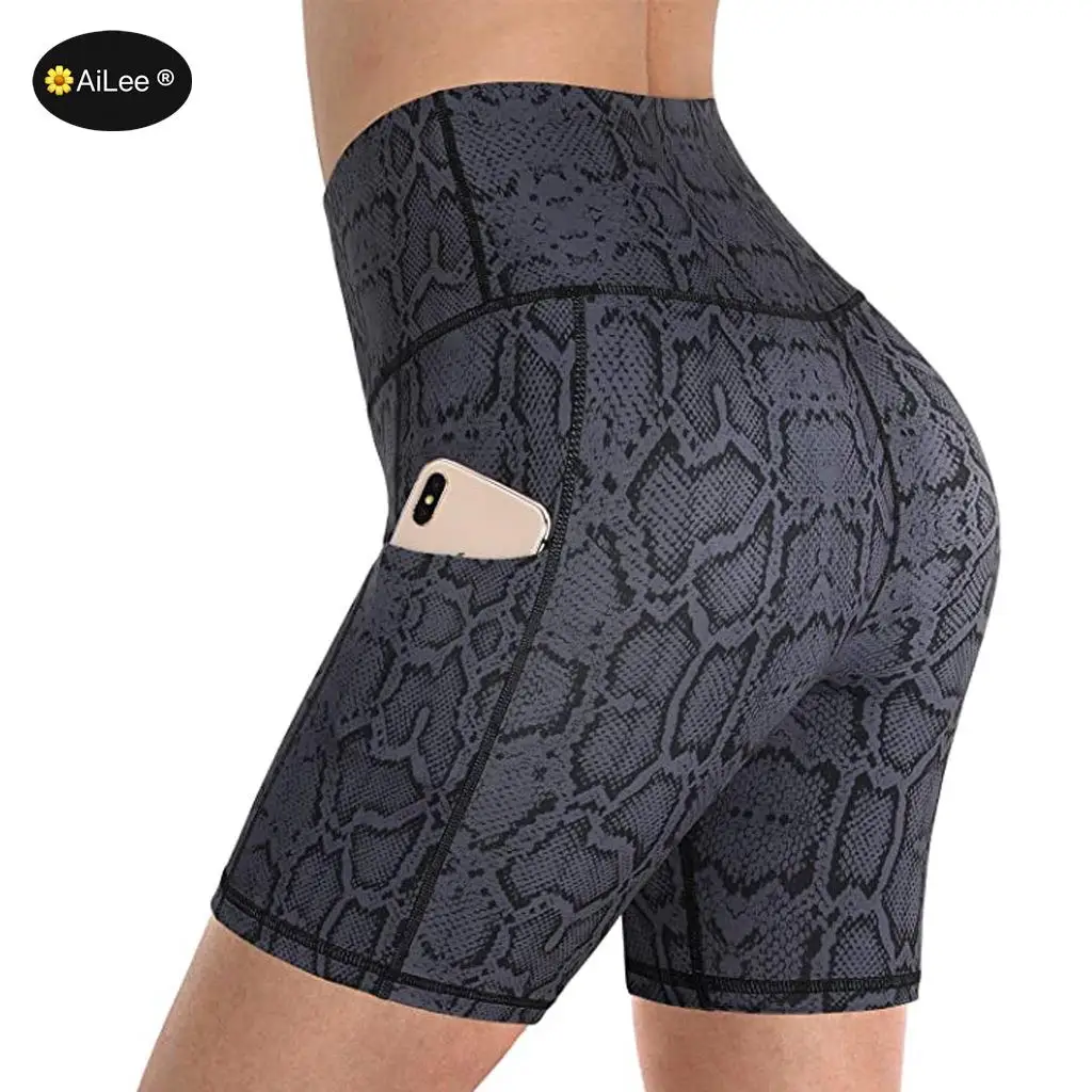 Punk Bike Motor Half Long Basic Shorts Plus Size Leopard Print Summer Shorts Workout  Slim Tight Activewear Elastic Waist Shorts