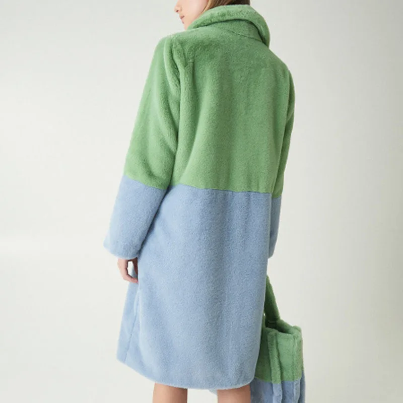 Fur Coat Women White Thick Warm Coat Wool Faux New Lapel Long Sleeve Women Fashion Fur Coat Elegant Autumn and Winter Dress