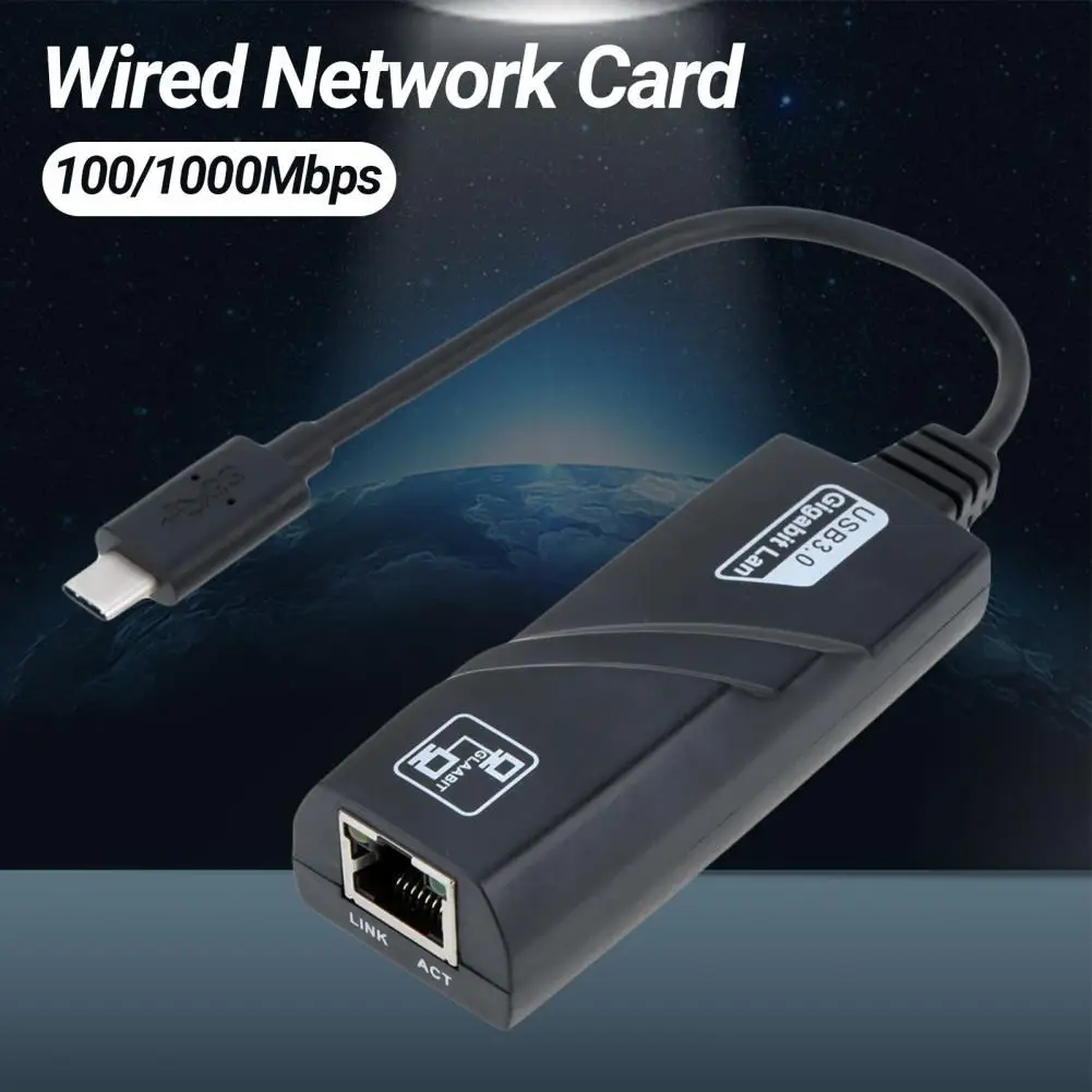 

Проводная сетевая карта, высокоскоростная защита от помех, без драйвера, USB 3.0 Type-C к RJ45 100/1000 Мбит/с, внешняя Wi-Fi сетевая карта
