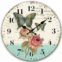 flower design decorative wall clock 12 inch pastoral style clock with silent movement home decor for bedroom living room