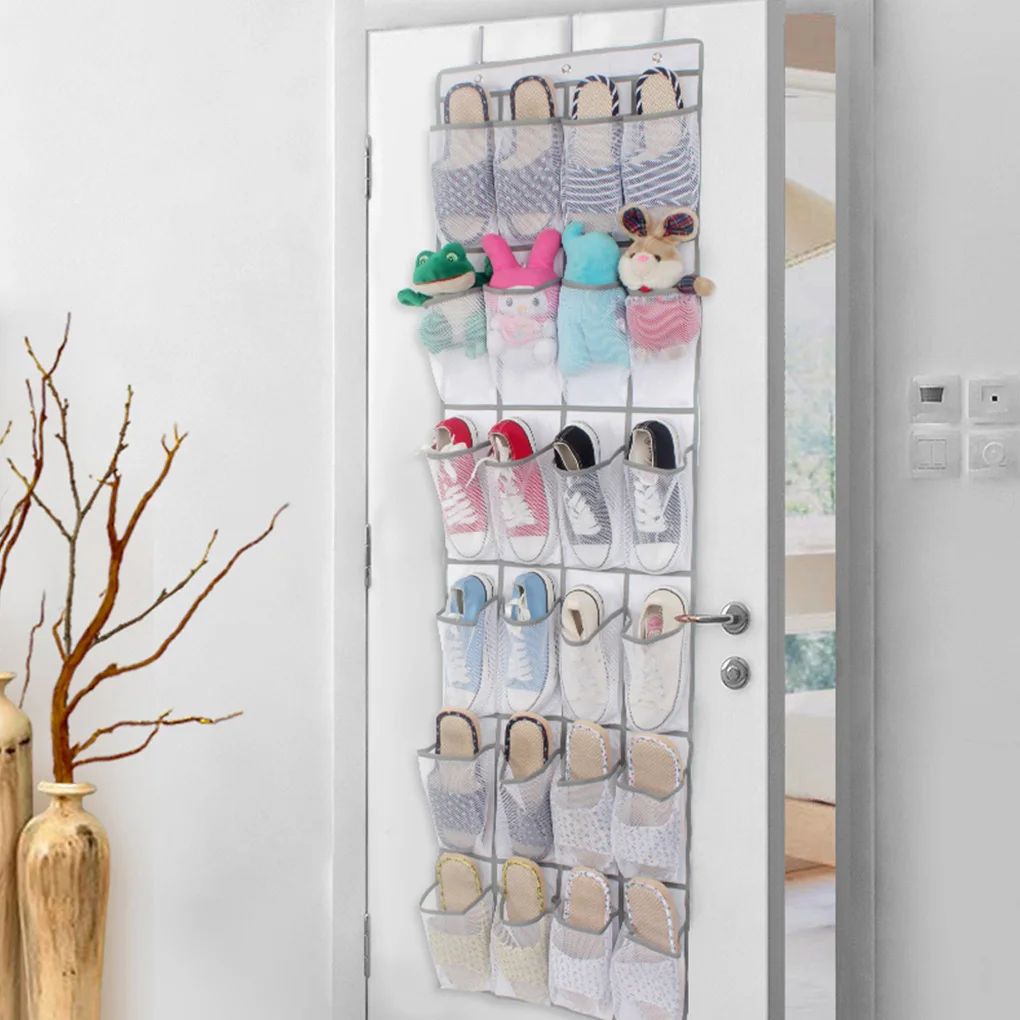 

24 Pocket Over Door Organiser Nonwoven Nylon Mesh Footwear Hanging Bag Breathable Hook Shoe Pocket