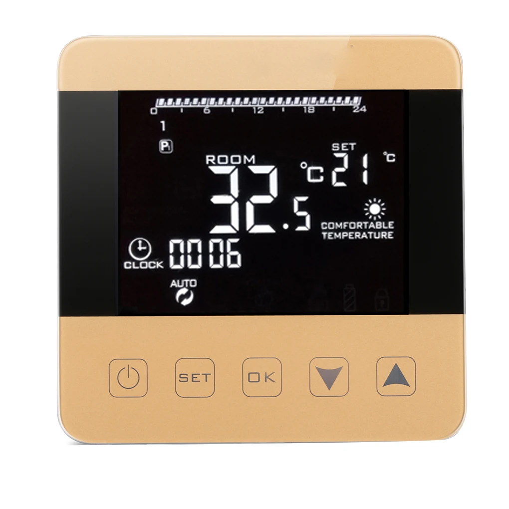 

Digital Water Floor Heating Thermostat Programmable Room Temperature Controller LCD Display 3A Touchscreen Thermostat