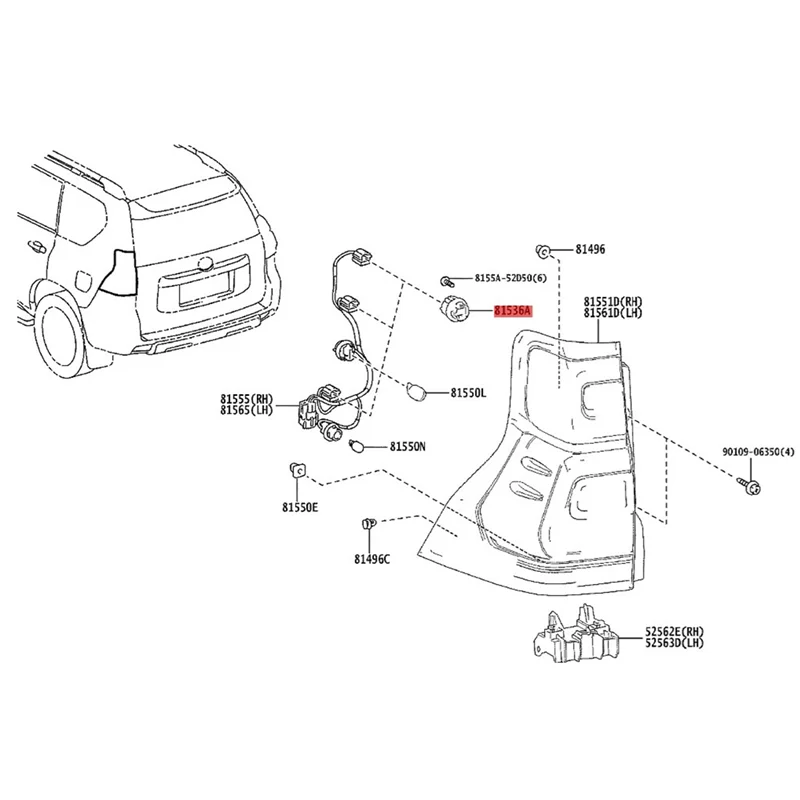 Задний фонарь для Toyota Land Cruiser 2017-2022