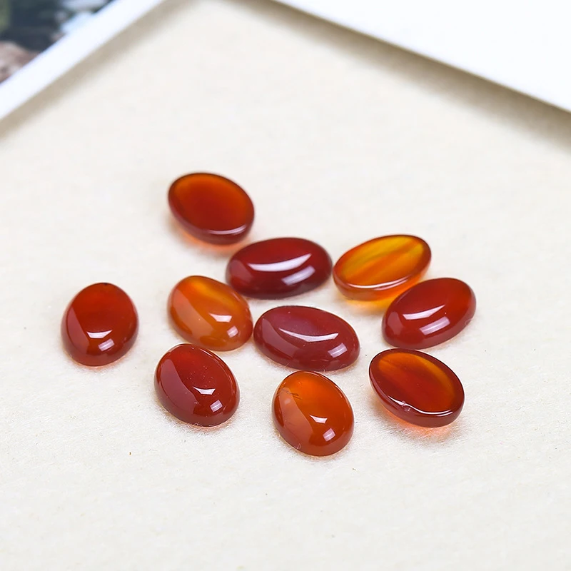 10Pcs 6*8/8*10/10*14mm Natural Stone Beads Ellipse Loose Beads Cabochon Cameo Fit Blank Ring Base Pendant Tray Jewelry Makeing