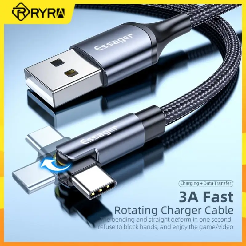 

RYRA 1/2M Rotate Micro USB Type C Cable 3A PD 180 Degree Fast Charging Data Wire For MacBook Xiaomi Huawei iPad Samsung