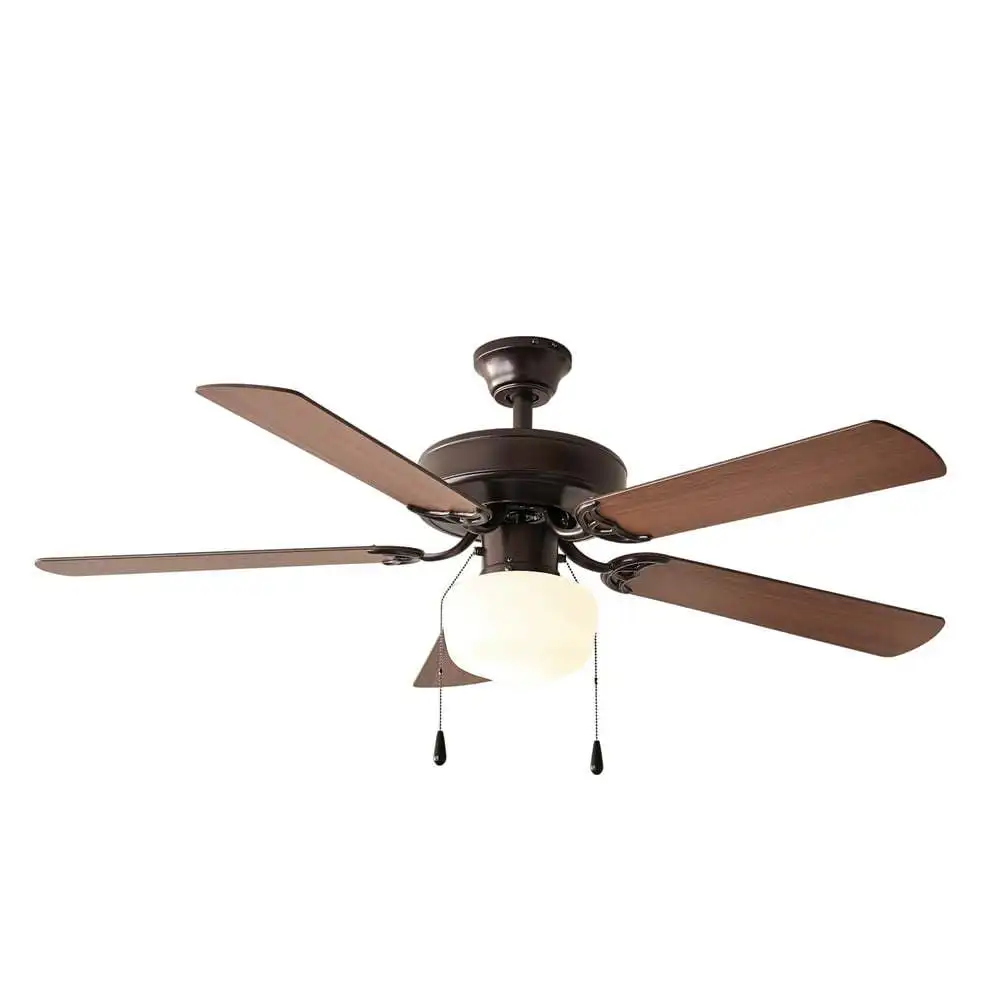 

inch Downrod Ceiling Fan with Light Kit, Bronze, 5 Blades, Reverse Airflow