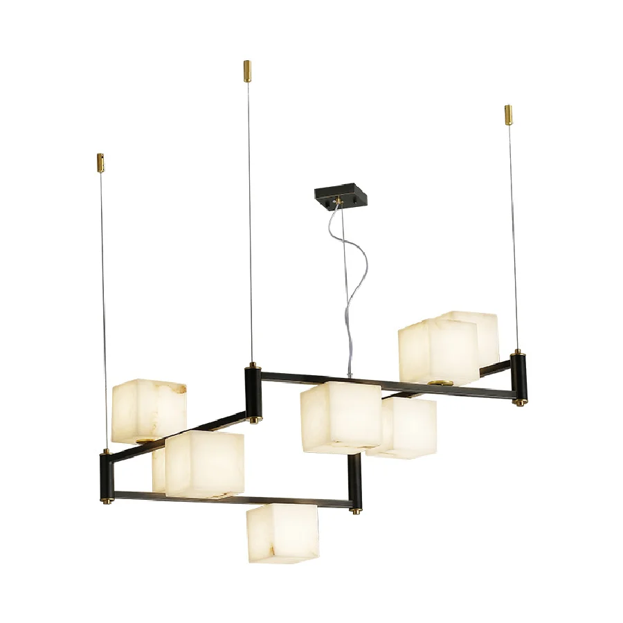 

Европейская роскошная испанская Белая Мраморная люстра, светодиодная Подвесная лампа с регулируемой яркостью, новые люстры, домашний деко...