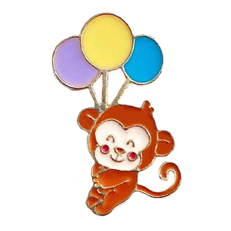 

1Pcs Alloy glamour Cute Balloon Monkey Pin Balloon Animal Cartoon Brooch Clothing Bag Cartoon Badge