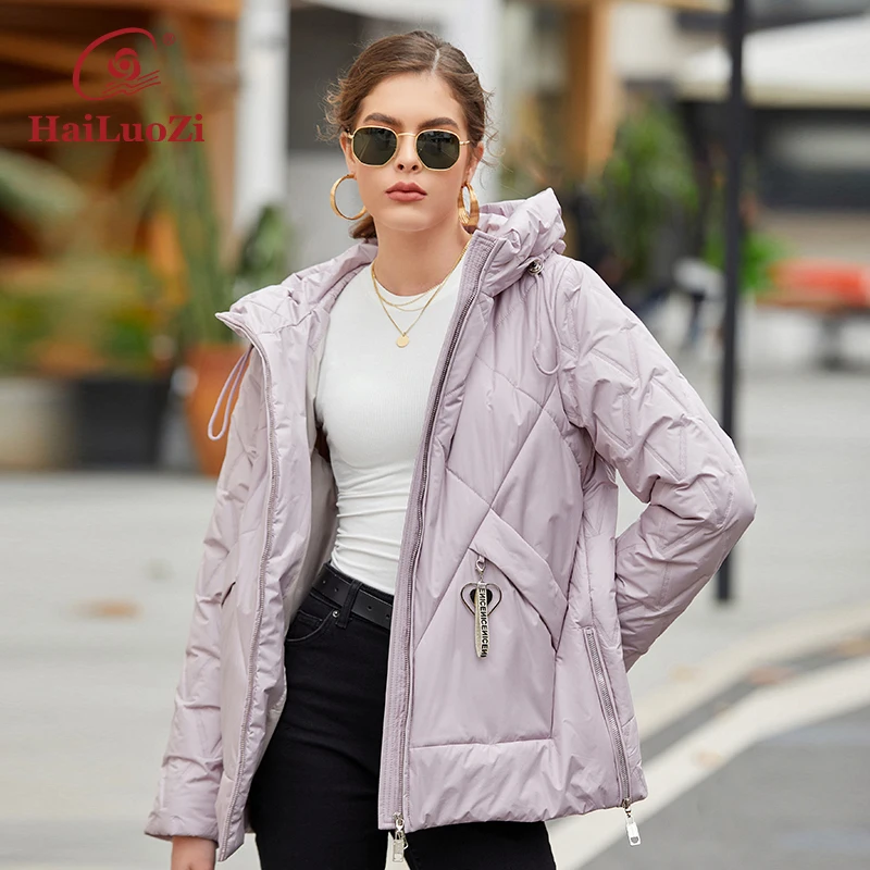 Новинка весенняя куртка HaiLuoZi однотонная тонкая модная женская осенняя