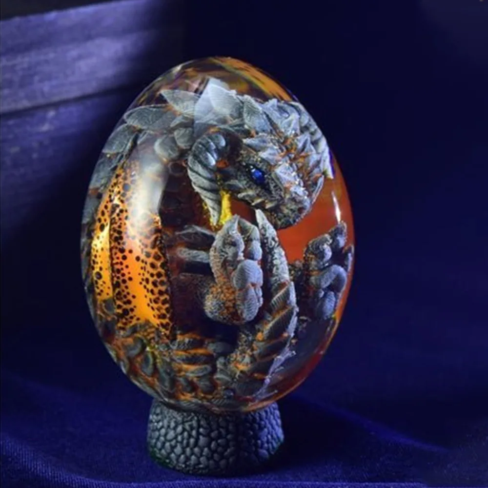 

Transparent Dragon Egg Lava Dinosaur Resin Embryo Egg Gift Ornamental Collection Souvenir Figures Sculpture Fire Dragon Wyvern