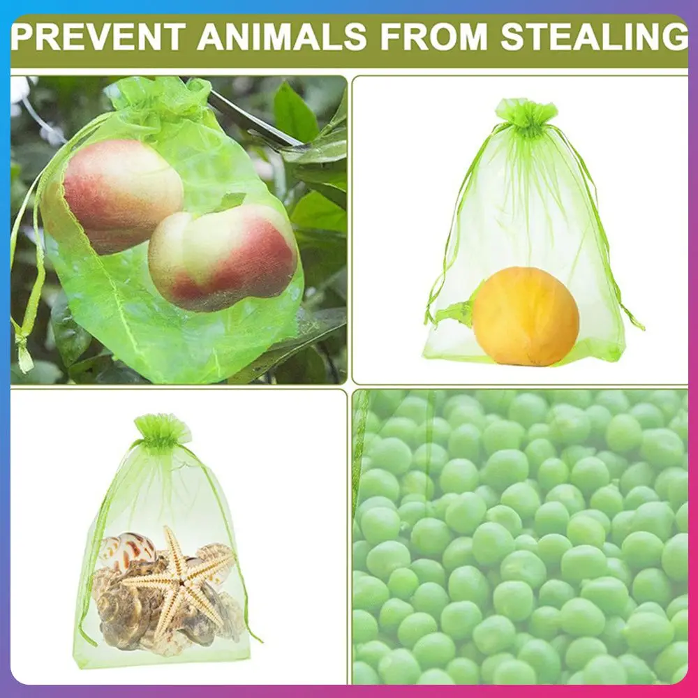 

20pcs Fruit Grape Protection Bag Garden Drawstring Mesh Bags Bird-proof Plant Strawberry Fruit Planting Bag Garden Supplies