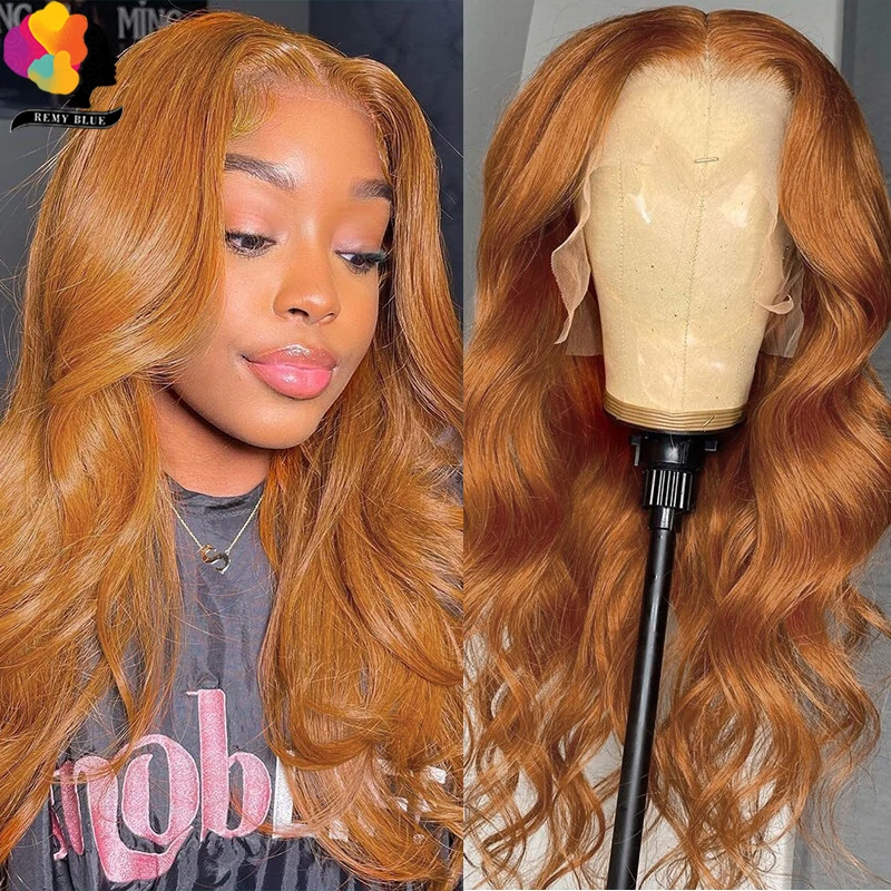 Блонд Ginge волнистые передние парики на сетке человеческие волосы предварительно