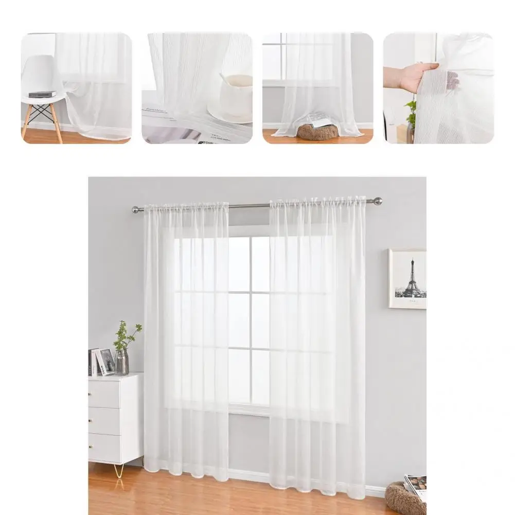 

4 Sizes 1 Sheet Chic Decorative Living Room Window Curtain Lightweight Window Curtain Wear-resistant for Bedroom