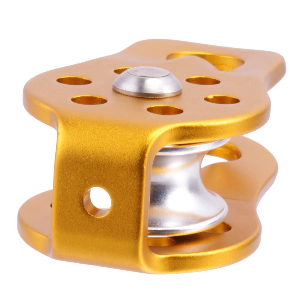 

20KN Rock Climbing Aluminum Rescue Rope Pulley Fixed Lifting Equipment -4 Co Gold