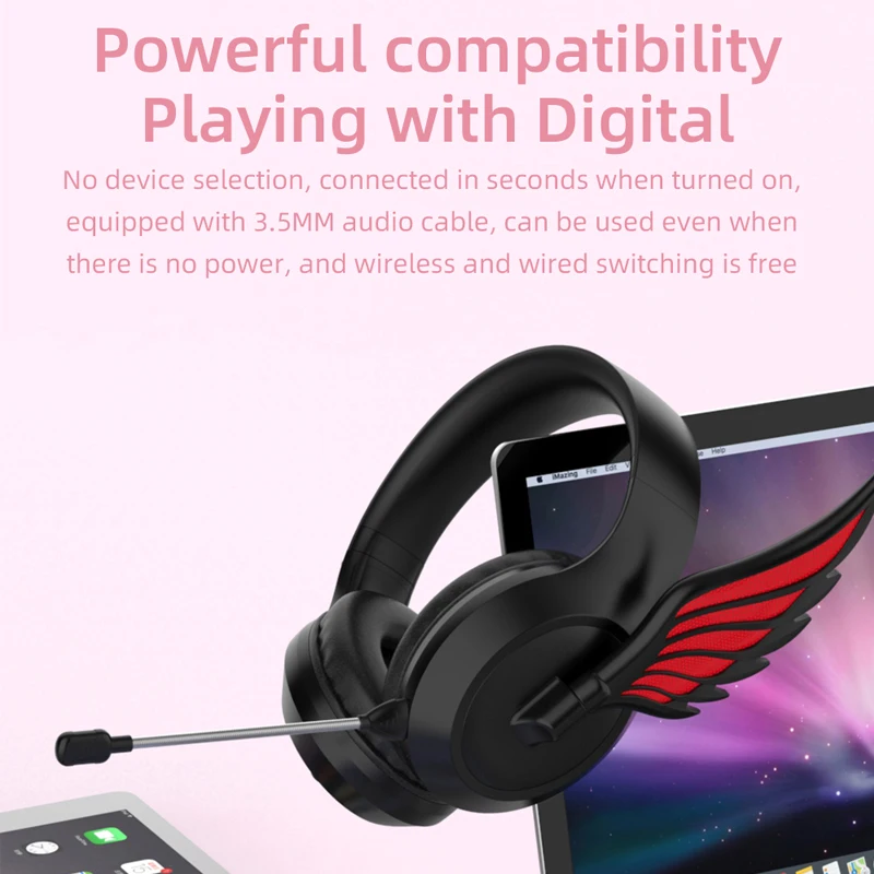 Стерео наушники с крыльями Bluetooth цвет в ассортименте