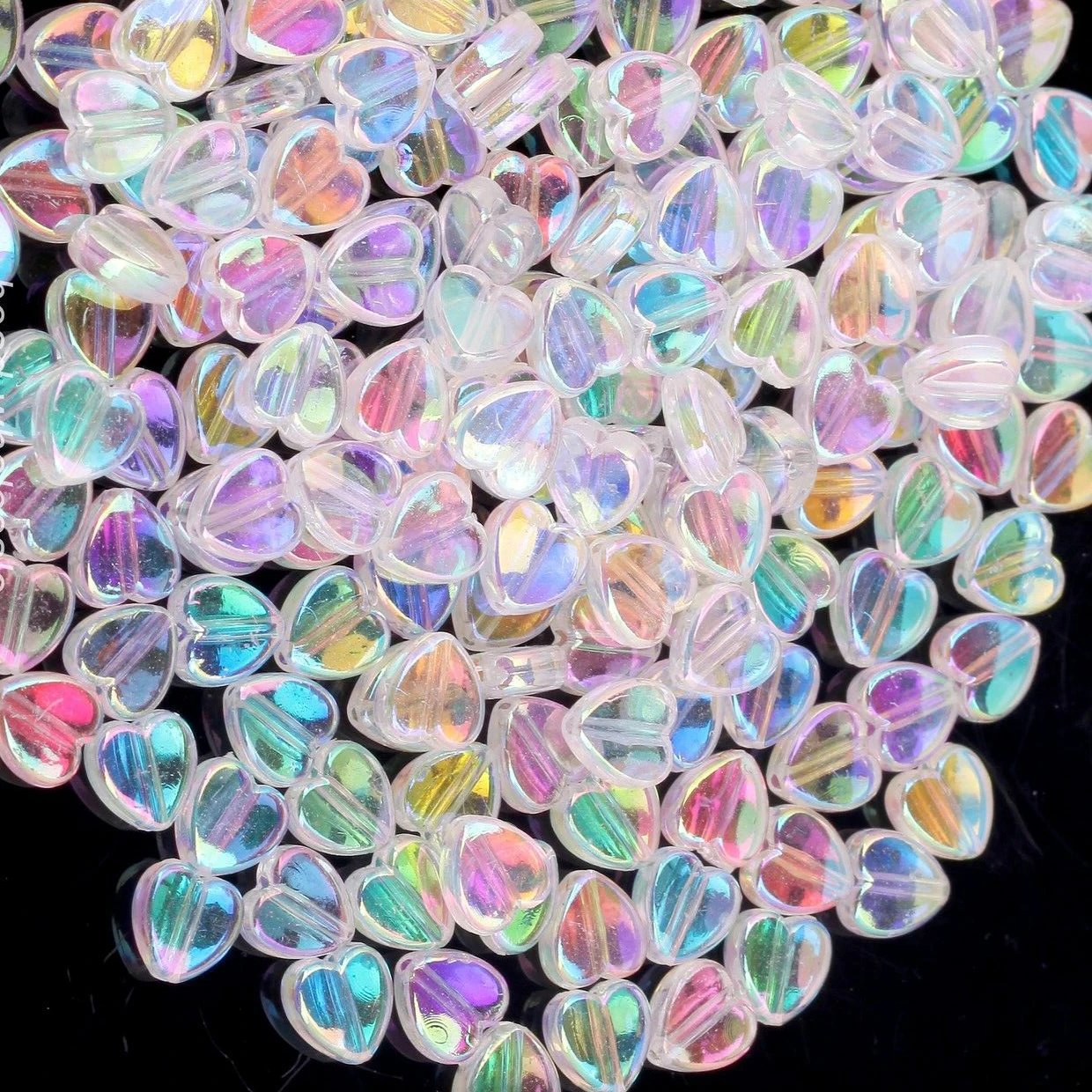 

200pcs 8x4mm Crystal Light Transparent colored Heart Acrylic Spacer Beads For Jewelry Making Needlework Diy Jewelry Decor