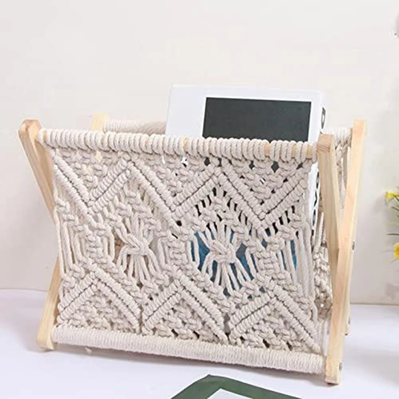 Веревка для журналов Boho веревочная плетеная стойка газет корзины с веревочным