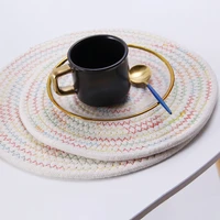 simplicity cotton coasters linen round table mats weave non slip heat insulation coffee pad placemat for dining table home decor