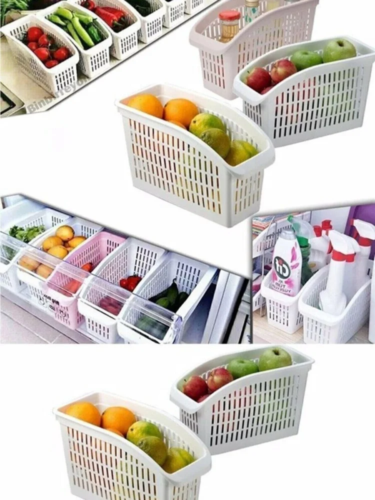 6 pieces refrigerator organizer in cabinet white kitchen tools home appliances good quality plastic material non toxic free global shipping