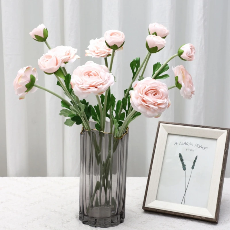

Persian Ranunculus Camellia Realistic Blossom Faux Buttercup for Home Decor Wedding Bouquet Artificial Silk Flower