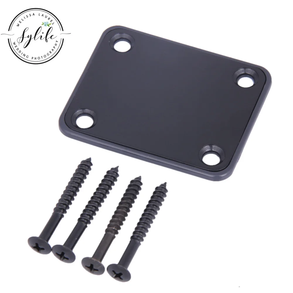 

64x51mm Black Zinc Alloy 5 Hole Guitar Neck Plate Square with Screws for Guitar Parts Accessory