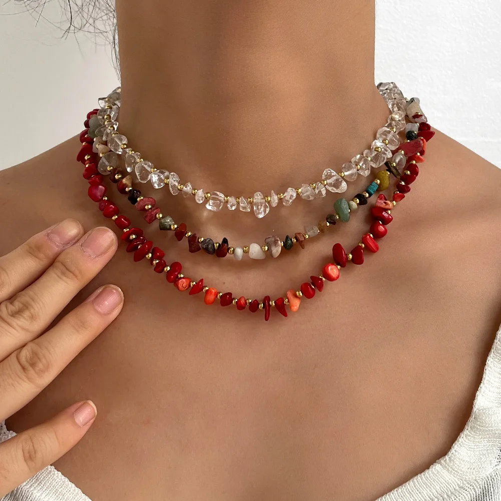 

2022 New Natural Stone Beaded Necklace for Women Exquisite Handmade Girl Gift Choker Necklaces Boho Fashion Jewelry