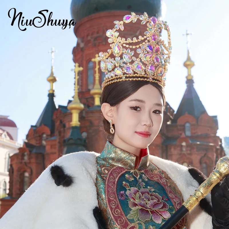 Большая корона для волос NiuShuya русской принцессы большая диадема Ab увеличенные