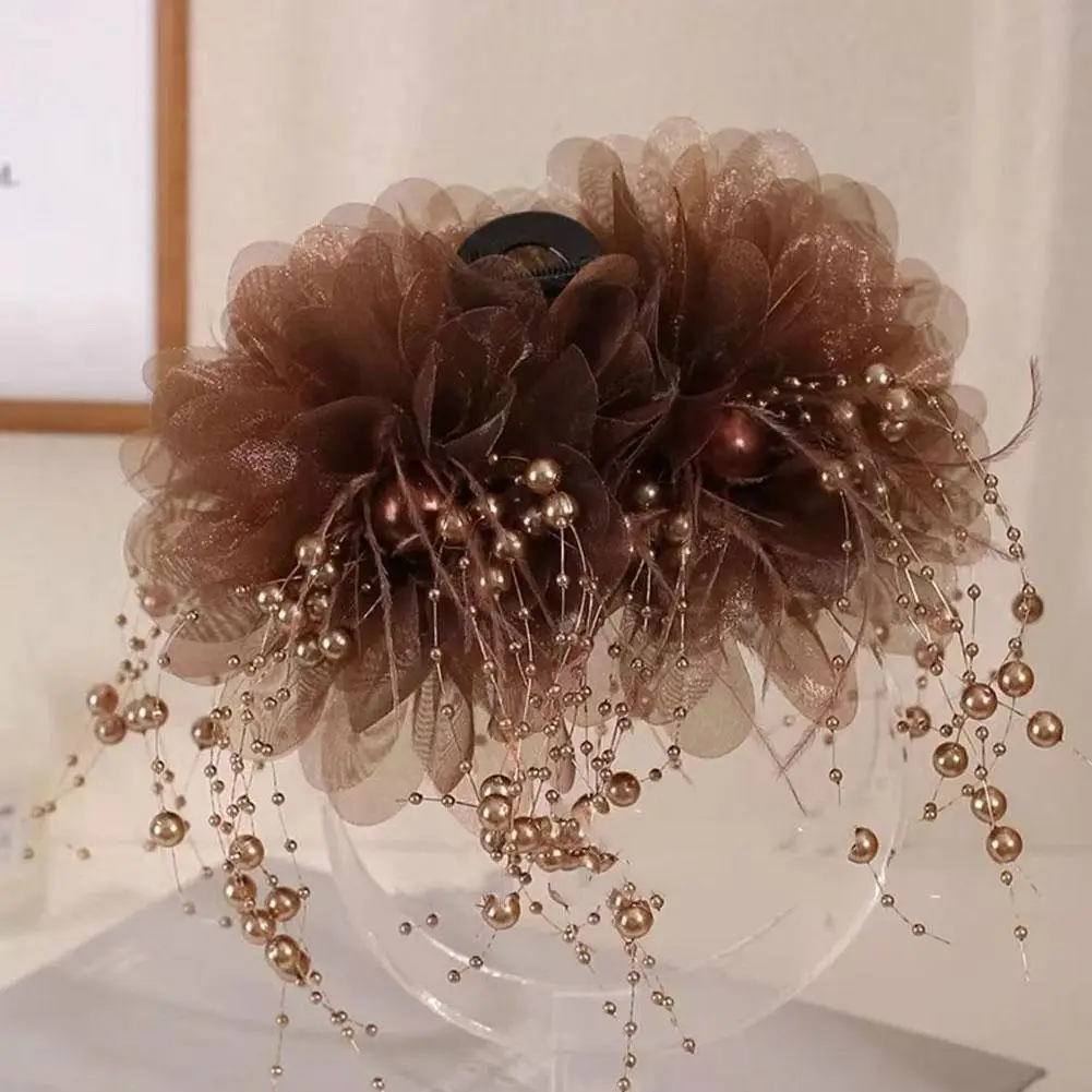 Заколка с бахромой из бисера и перьев 11 см заколка пиона новинка 2024 года для волос
