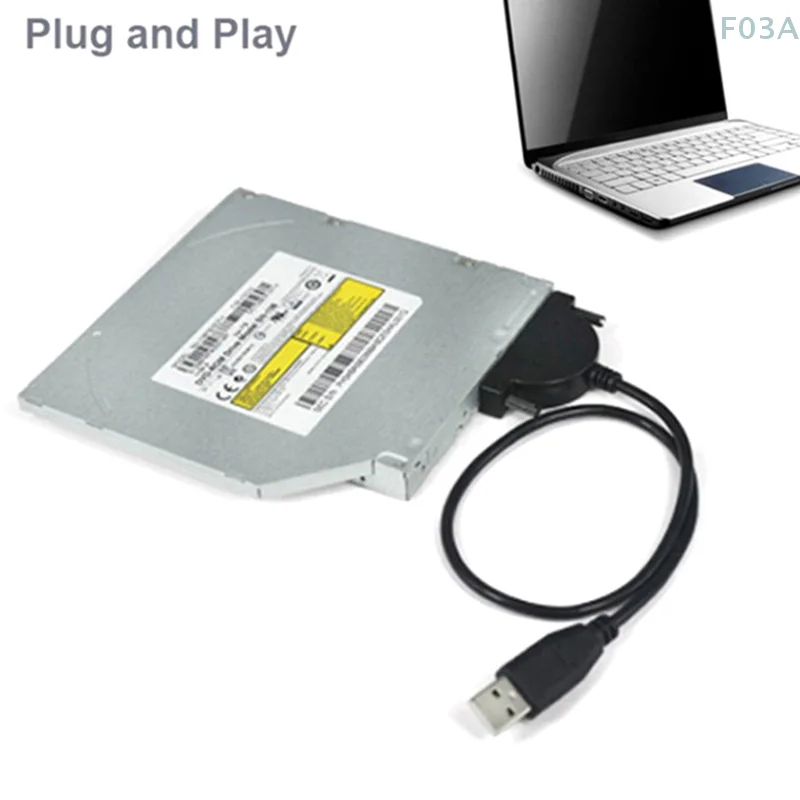 Фото USB 2.0 SATA кабель CD/DVD-ROM кабель адаптер оптического драйвера для ПК ноутбука ноутбука №1
