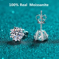 100 moissanite stud earrings 0 6 4ct platinum plated sterling silver vvs lab diamond snowflake ear studs for women fine jewelry